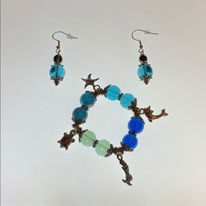 20193 Bracelet/Earring set blue sea colors